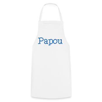 PAPOU. PAPA. FÊTE DES PÈRES. BONNE FÊTE PAPA - Tablier de cuisine - blanc - Devant - AI Model Male 185 dark (185cm)