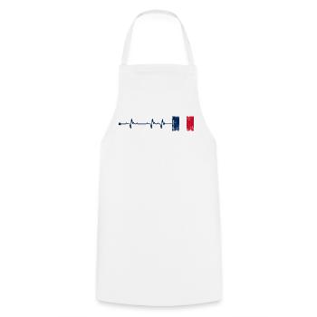 Battement de cœur du drapeau de la France - Tablier de cuisine - blanc - Devant - AI Model Male 185 dark (185cm)