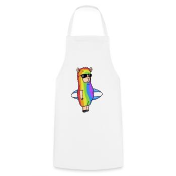 Noël arc-en-ciel d’alpaga - Tablier de cuisine - blanc - Devant - AI Model Male 185 dark (185cm)