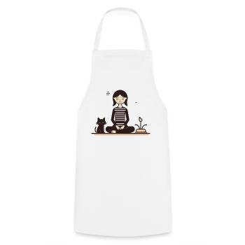 Relaxing with a cat - Cooking Apron - white - Front - AI Model Male 185 dark (185cm)