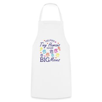 Pediatric Therapist PT Tiny Humans Big Moves OT - Cooking Apron - white - Front - AI Model Male 185 dark (185cm)