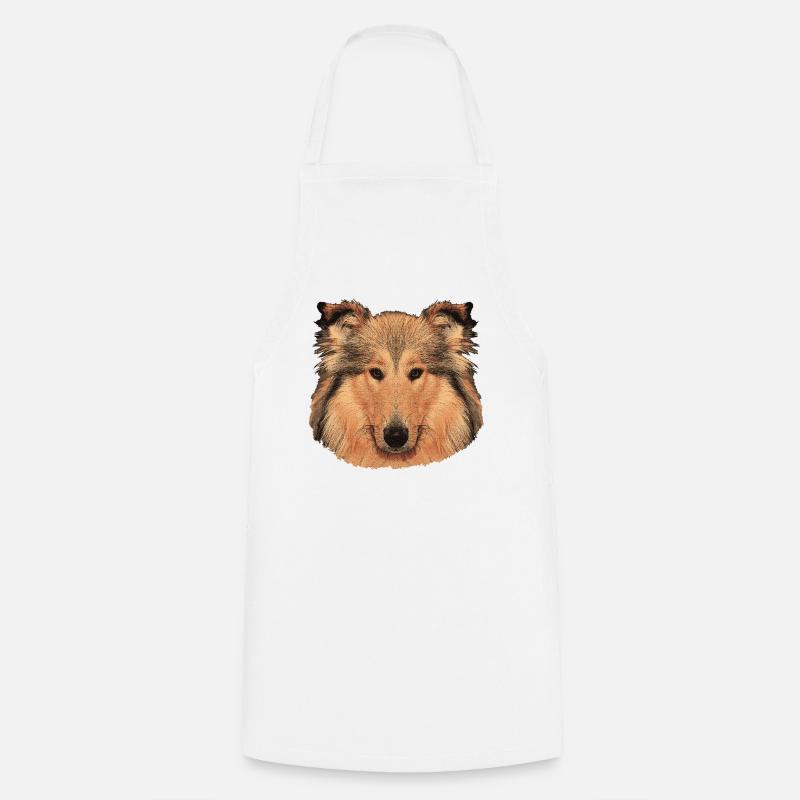 hunde tees mädchen, langhaar collie - Kochschürze - Weiß