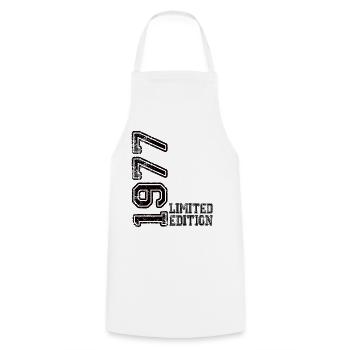 Limited Edition 1977 - Cooking Apron - white - Front - AI Model Male 185 dark (185cm)