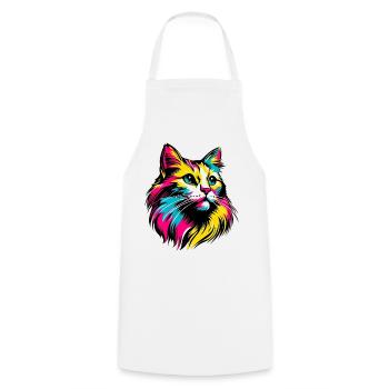 Cat - Cooking Apron - white - Front - AI Model Male 185 dark (185cm)