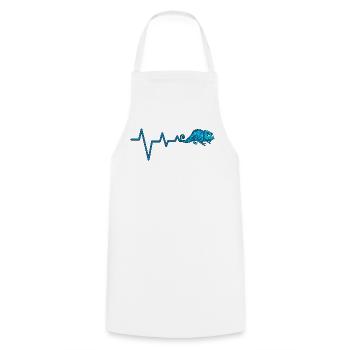 Blue Chameleon Heartbeat Line - Cooking Apron - white - Front - AI Model Male 185 dark (185cm)