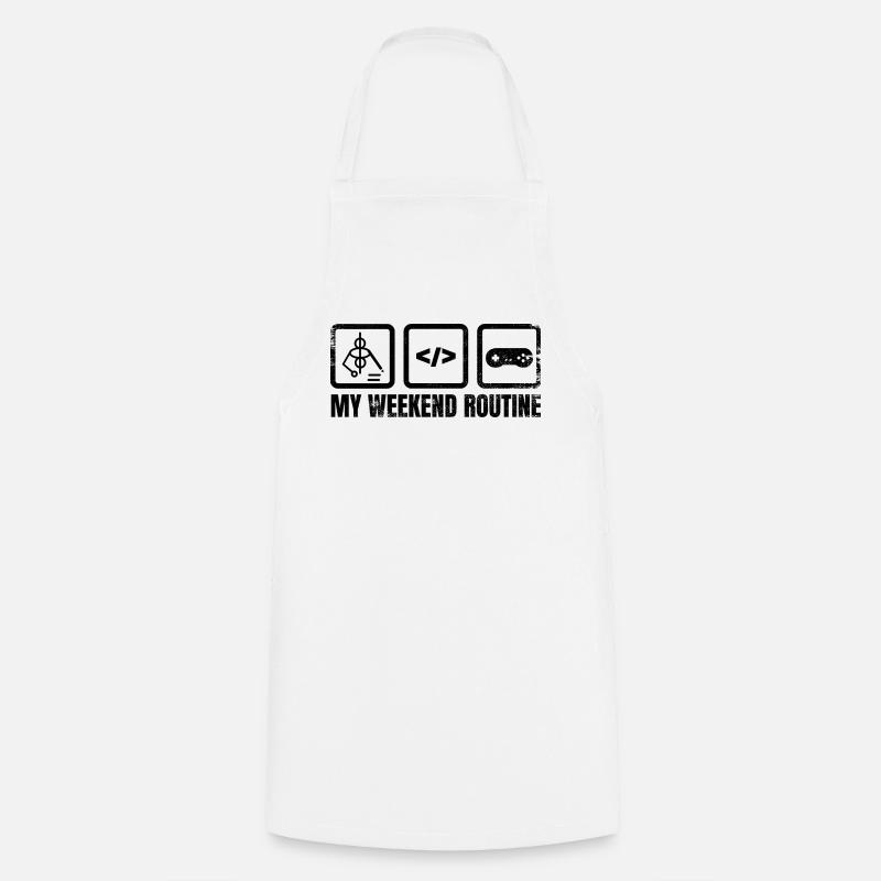 Routine du week-end du concepteur de jeux - Tablier de cuisine - blanc