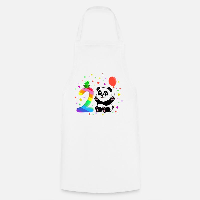 Second Birthday 2nd Year Panda Cute Gift - Cooking Apron - white