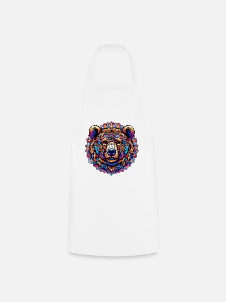 Bär mit Mandalas verziert - Kochschürze - Weiß