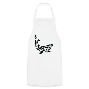 Whale Blue Whale Orca Marine Biologist Silhouette - Cooking Apron - white - Front - AI Model Male 185 dark (185cm)