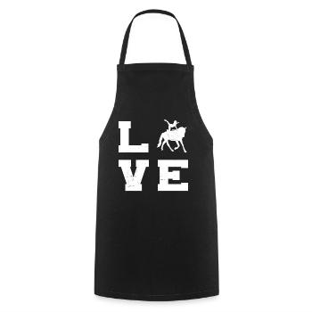 Exercices d’équilibre, acrobaties à cheval - Tablier de cuisine - noir - Devant - AI Model Male 185 dark (185cm)