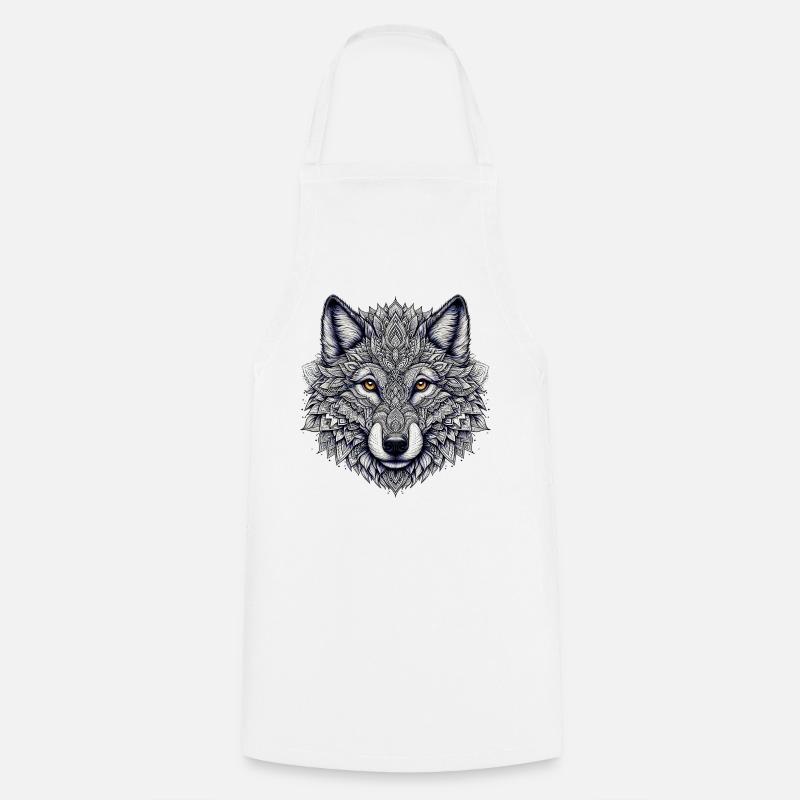Wolf mit Mandalas verziert - Kochschürze - Weiß