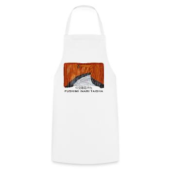 Japan, Kyoto, Fushimi Inari Taisha Torii Drawing - Cooking Apron - white - Front - AI Model Male 185 dark (185cm)
