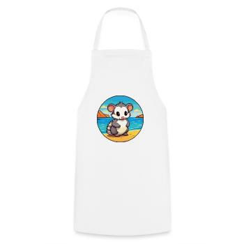 Opossum Aquarell Cartoon Kawaii Clipart Tier - Kochschürze - Weiß - Vorne - AI Model Male 185 dark (185cm)