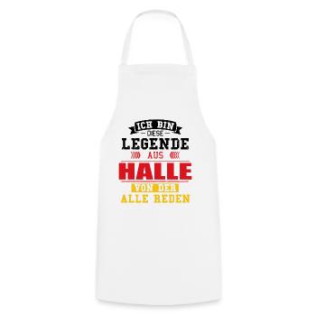 Stadt Halle Deutschland Legende Spruch - Kochschürze - Weiß - Vorne - AI Model Male 185 dark (185cm)