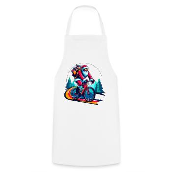 Christmas Santa Claus on the Road Bike Gravel - Cooking Apron - white - Front - AI Model Male 185 dark (185cm)