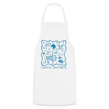 Janosch Choisis Le Bonheur Design Bleu - Tablier de cuisine - blanc - Devant - AI Model Male 185 dark (185cm)