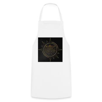 Elegant butterflies in golden filigree. - Cooking Apron - white - Front - AI Model Male 185 dark (185cm)