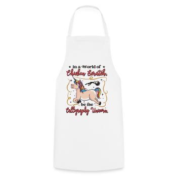 Monde de Chicken Scratch, soyez la calligraphie Unico - Tablier de cuisine - blanc - Devant - AI Model Male 185 dark (185cm)