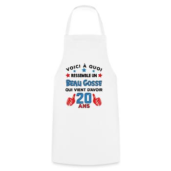 20 ans anniversaire homme cadeau humour drôle - Tablier de cuisine - blanc - Devant - AI Model Male 185 dark (185cm)