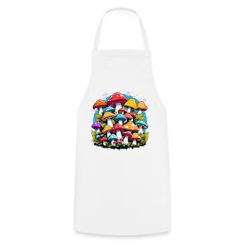 colorful mushrooms, mushrooms, fungi - Cooking Apron - white - Front - AI Model Male 185 dark (185cm)