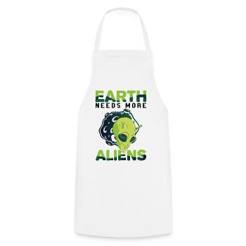 Alien, UFO, UAP, Space, Space Flying Object - Cooking Apron - white - Front - AI Model Male 185 dark (185cm)