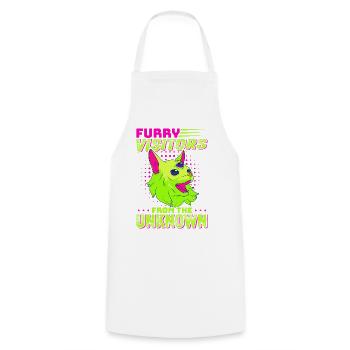 Alien, UFO, UAP, Space, Space Flying Object - Cooking Apron - white - Front - AI Model Male 185 dark (185cm)