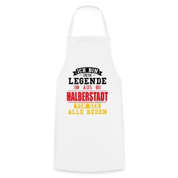 Stadt Halberstadt Deutschland Legende Spruch - Kochschürze - Weiß - Vorne - AI Model Male 185 dark (185cm)