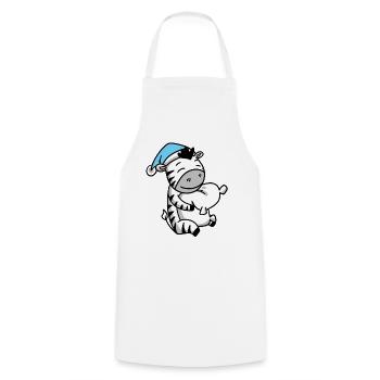 Zebra with pillow and sleepy cap - Cooking Apron - white - Front - AI Model Male 185 dark (185cm)