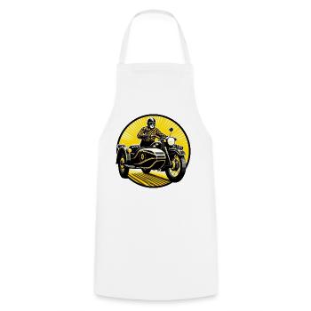 Conducteur de side-car au soleil - Tablier de cuisine - blanc - Devant - AI Model Male 185 dark (185cm)