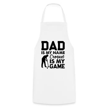 Papa est mon nom Le croquet est mon jeu - Joueur de croquet - Tablier de cuisine - blanc - Devant - AI Model Male 185 dark (185cm)