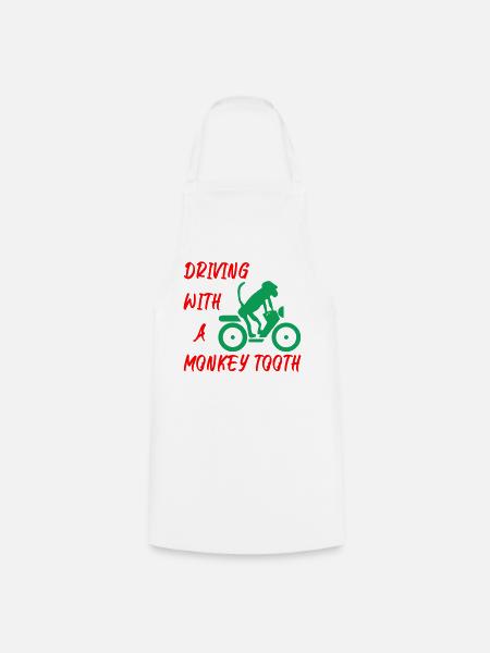 Driving with a monkey tooth - Affenzahn - Kochschürze - Weiß