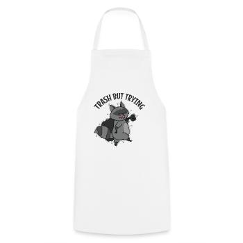 Trash but Trying Raccoon Nocturnal - Cooking Apron - white - Front - AI Model Male 185 dark (185cm)