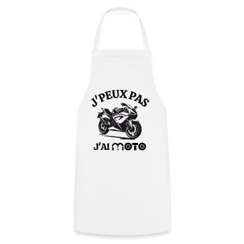 moto, faire de la moto, motard - Tablier de cuisine - blanc - Devant - AI Model Male 185 dark (185cm)