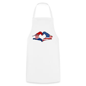 Croatia USA heart shape with hands - Cooking Apron - white - Front - AI Model Male 185 dark (185cm)