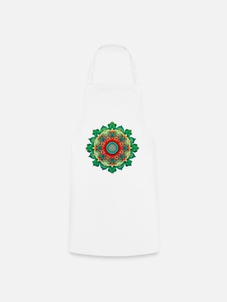 Kaleidoskop-Blumen-Mandala - Kochschürze - Weiß