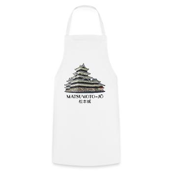 Château de Matsumoto-jo, Nagano, Japon dessin à la main - Tablier de cuisine - blanc - Devant - AI Model Male 185 dark (185cm)