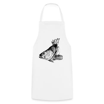 Perche - Pêche à la perche - Poisson préféré - Tablier de cuisine - blanc - Devant - AI Model Male 185 dark (185cm)