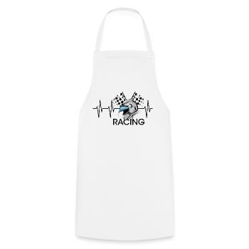 racing helmet pulse motorcycle heartbeat icon icon - Cooking Apron - white - Front - AI Model Male 185 dark (185cm)