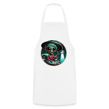 Alien detective in UFO light - Cooking Apron - white - Front - AI Model Male 185 dark (185cm)
