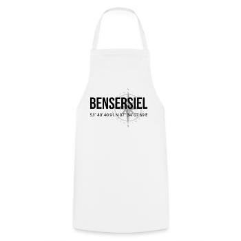 Koordinaten Bensersiel - Kochschürze - Weiß - Vorne - AI Model Male 185 dark (185cm)