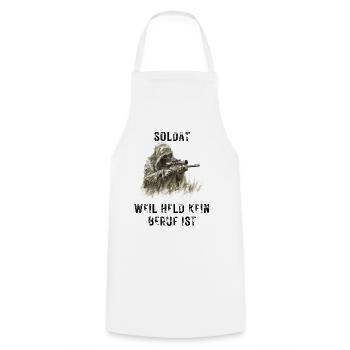 Soldier because hero is not a profession - Cooking Apron - white - Front - AI Model Male 185 dark (185cm)