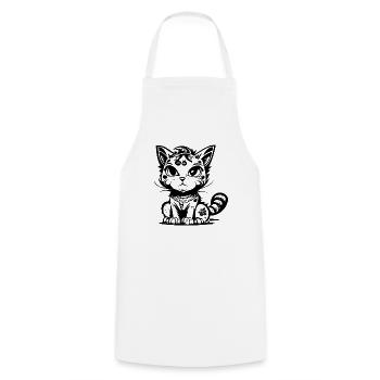Mignon assis Manga Comic Cat - Tablier de cuisine - blanc - Devant - AI Model Male 185 dark (185cm)