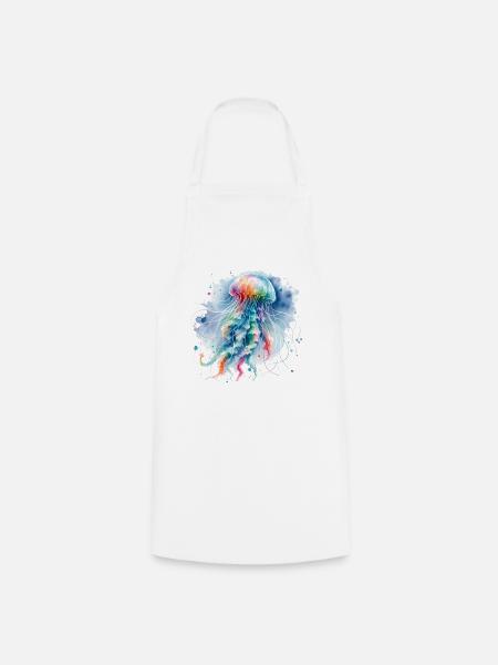 qualle aquarell bunt trend tier - Kochschürze - Weiß