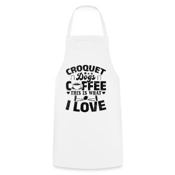 Croquet Dogs Coffee This Is What I Love - Croquet - Cooking Apron - white - Front - AI Model Male 185 dark (185cm)