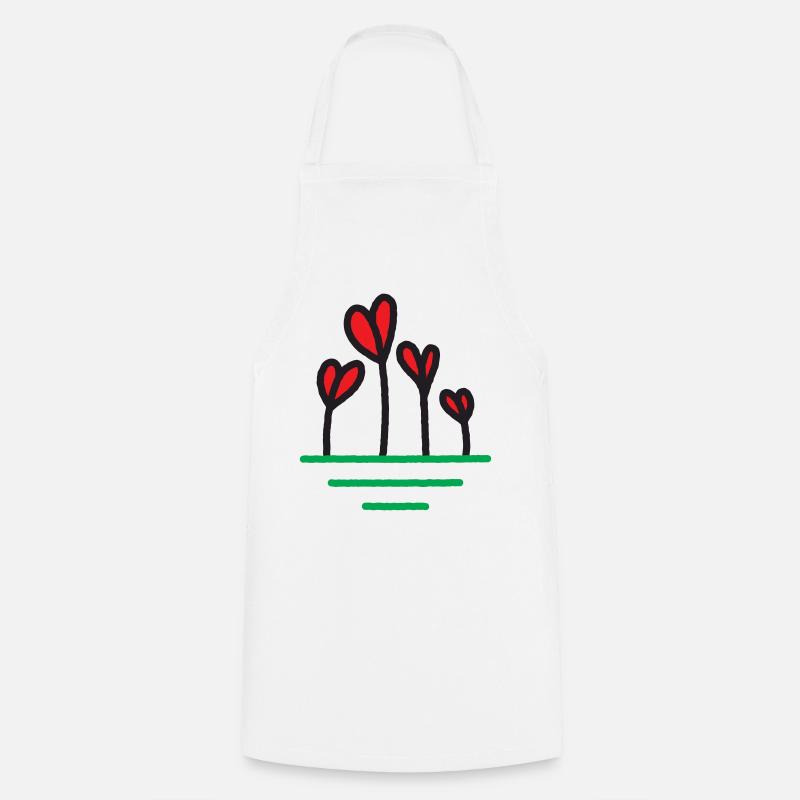 Le cœur pousse en fleurs - Tablier de cuisine - blanc