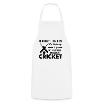 Cricketing - But In My Head I'm Playing Cricket - Cooking Apron - white - Front - AI Model Male 185 dark (185cm)