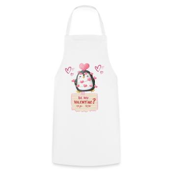 Be my Valentine ? Yes or NO - Cooking Apron - white - Front - AI Model Male 185 dark (185cm)