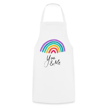 Liebesgrafik you and me Regenbogen - Kochschürze - Weiß - Vorne - AI Model Male 185 dark (185cm)