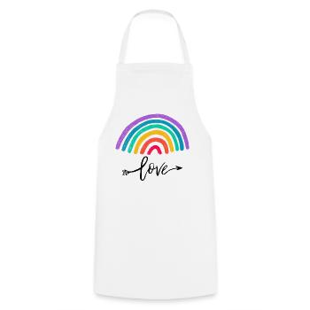 Amour Graphique Amour Câlins Et Bisous Arc-en-ciel - Tablier de cuisine - blanc - Devant - AI Model Male 185 dark (185cm)