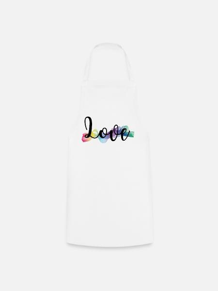 Love bunt - Kochschürze - Weiß